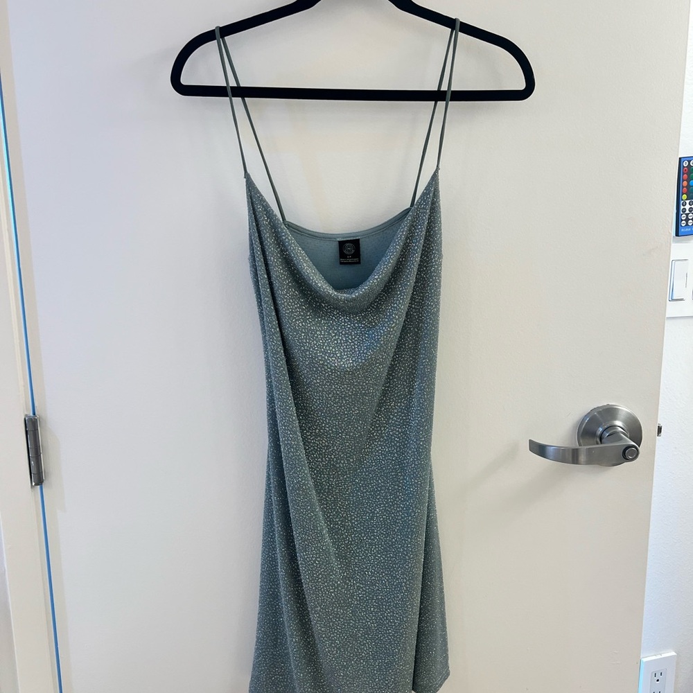 Urban Outfitters Cowl Neck Sparkling Green Mini Dress